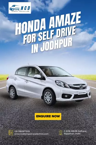 hire honda amaze car for self drive in jodhpur
